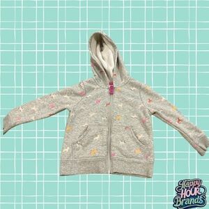 Toddler Girls' Fleece Zip-Up Hoodie - Cat & Jack, Gray, 2T Pre Owned